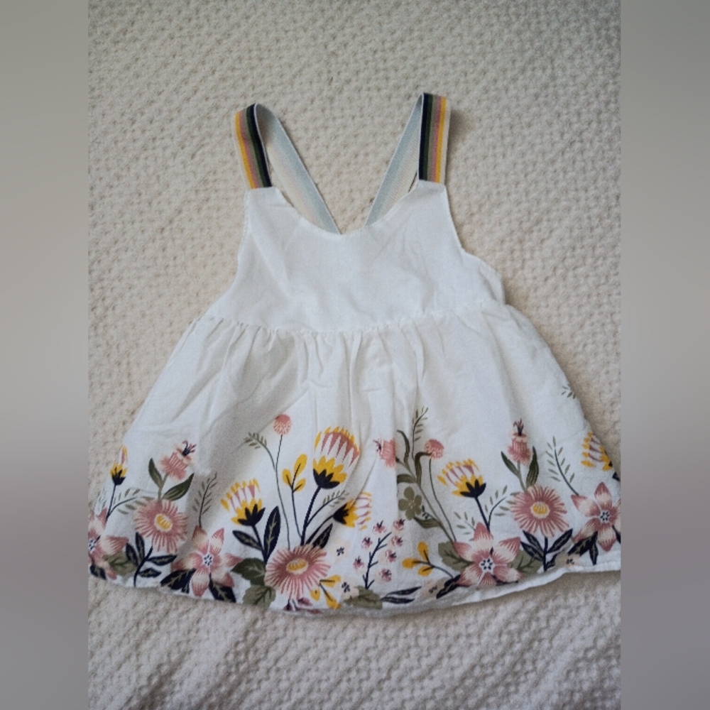 Cynthia Rowley White Floral Tank Top with Rainbow Straps